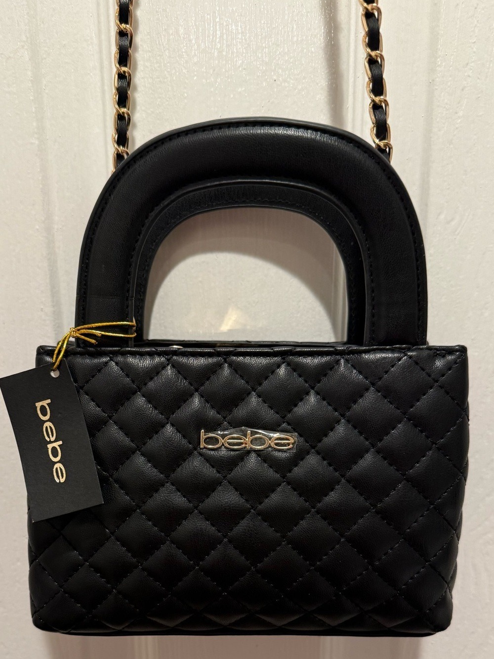 BEBE SOPHIE MINI SATCHEL CROSSBODY BAG IN BLACK